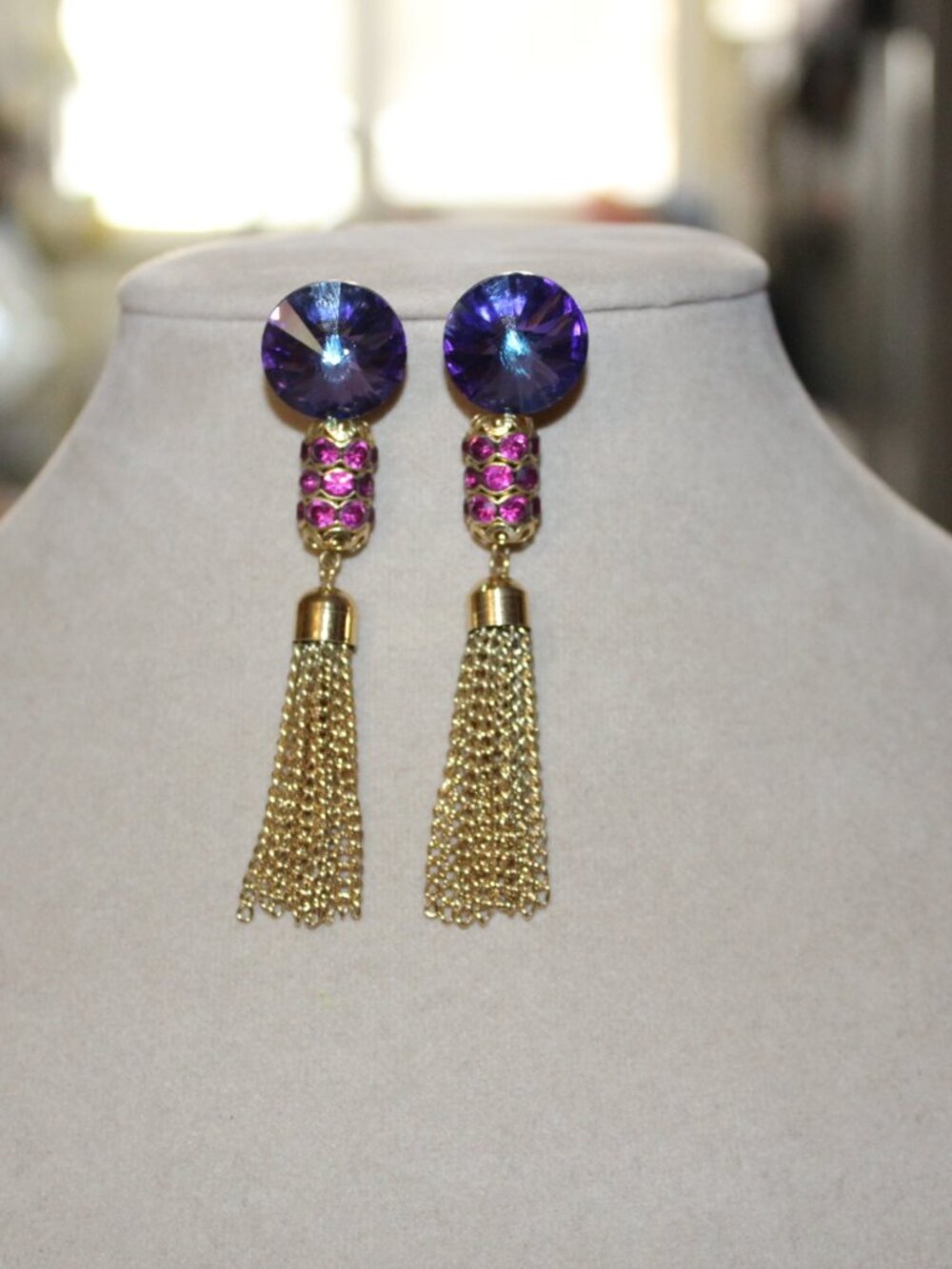 NWOT Vintage Swarovski Tassel Earrings STUNNING! - Picture 6 of 7